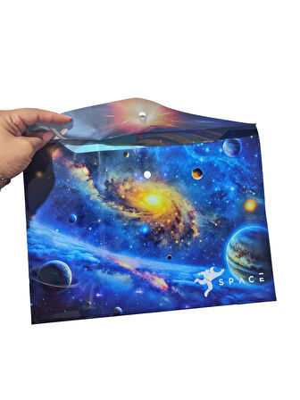 Astronot Desenli Çıt Çıtlı Zarf Dosya - 1 Adet