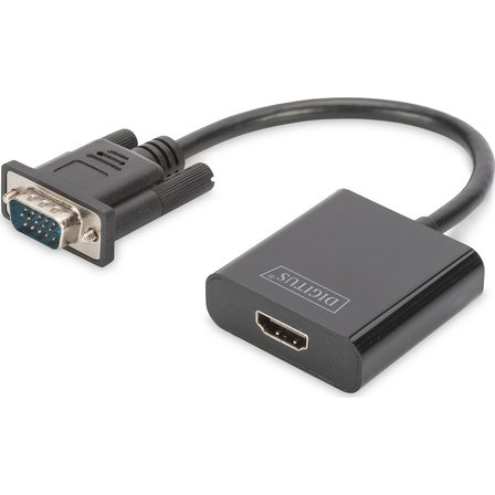 Da-70473 Vga - Hdmi Çevirici + Ses (3.5Mm), Full Hd (1080P), Kablolu, 15 Cm, Siyah Renk