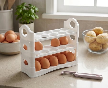 LUDIA 30'lu Yumurta Düzenleyici Organizeri & Ergonomik Soyacak Pratik Mutfak Seti