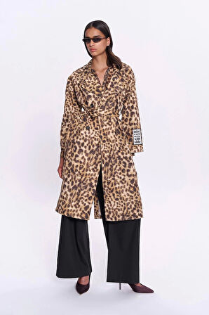 Leopar Desenli Trençkot
