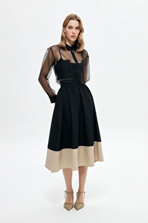 Organze Crop Gömlek Siyah