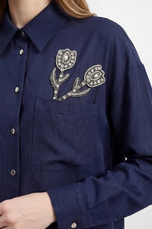 Taş İşleme Detaylı Denim Takım
