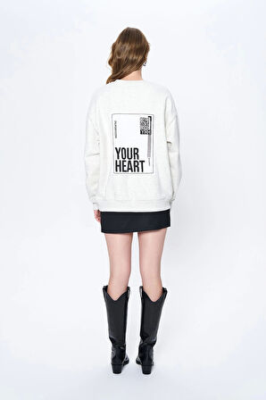 Nakış Detaylı Gri Sweatshirt