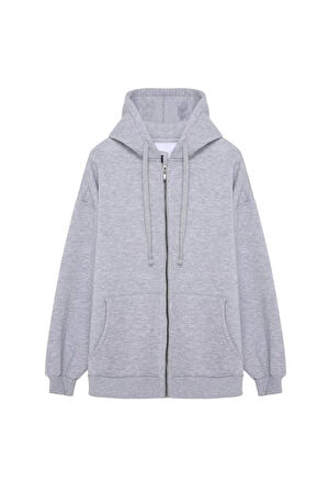 Fermuar Detaylı Sweatshirt Gri