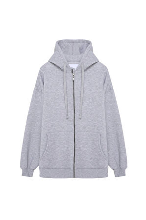 Fermuar Detaylı Sweatshirt Gri