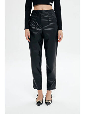 Pens Detaylı Deri Pantolon