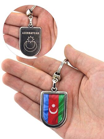 Azerbaycan Bayrak Arma Modeli Damla Anahtarlık