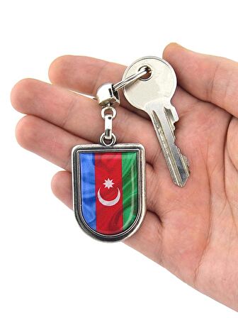 Azerbaycan Bayrak Arma Modeli Damla Anahtarlık