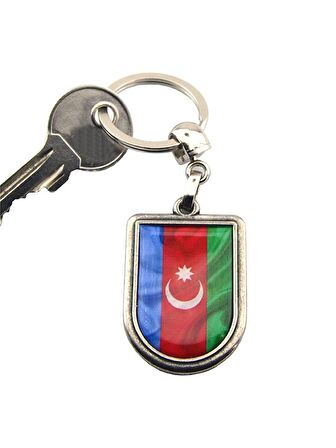 Azerbaycan Bayrak Arma Modeli Damla Anahtarlık