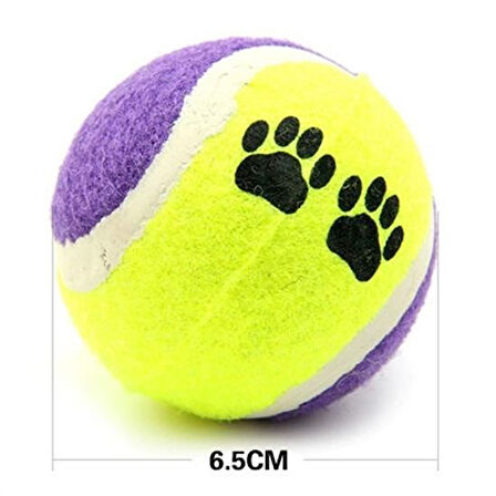 By Nevser®  3lü Renkli Desenli Tenis Topu Kedi Köpek Oyuncağı