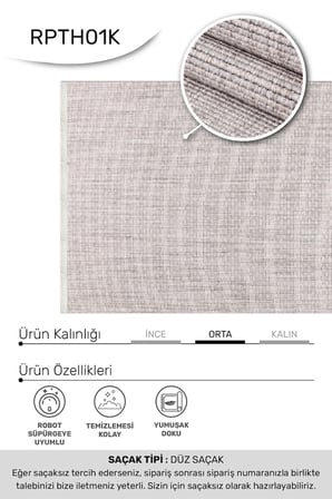 ANATOLIA HALI TUANA-Bej - Özel Ölçü-Kolay Temizlenebilir-Dekoratif-Bukleli
