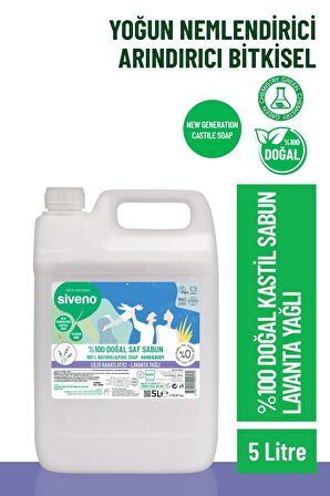 Siveno %100 Doğal Sıvı Kastil Sabun Lavanta Yağlı Cildi Rahatlatıcı Nemlendirici Arındırıcı Bitkisel Vegan 5000 ml