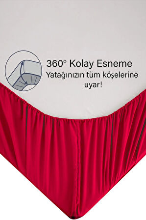 | Ranforce | Pamuklu Tek / Çift Kişilik Kırmızı Lastikli Çarşaf | 14 Renk | Fıtted |