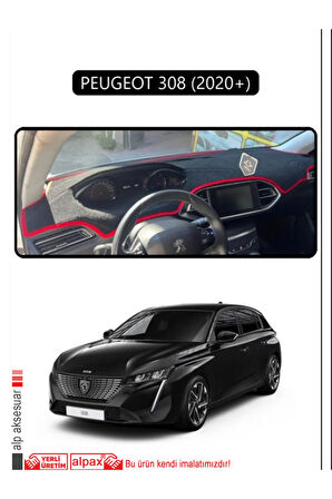 Peugeot 308 (2020+) Torpido Koruma  Halısı -  Siyah Kenar