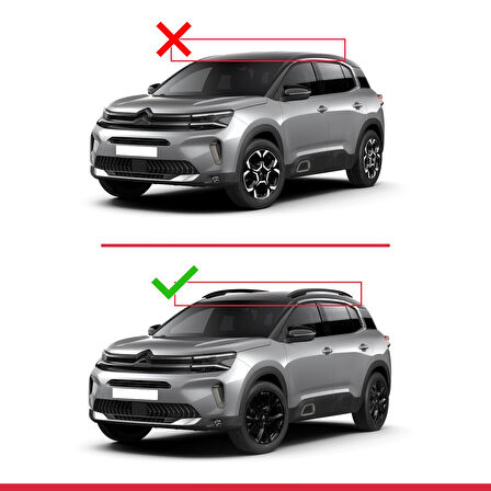 Citroen C5 Aircross 2018 ve Sonrası ile Uyumlu BASIC Model Ara Atkı Tavan Barı Siyah 2 Adet