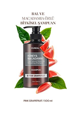 Kırılma Karşıtı, Besleyici Şampuan Kundal Honey & Macadamia Nature Shampoo 500ml (Pink Grapefruit)