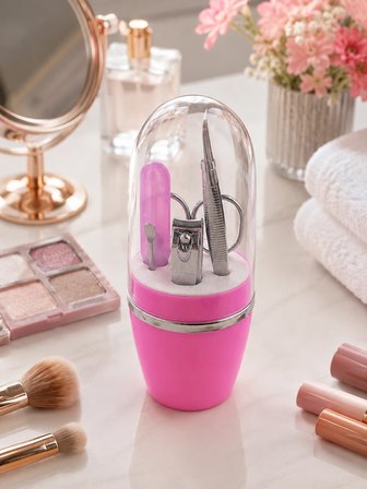 Pembe Manikür Pedikür Bakım Seti Cımbız Tırnak Makası Makas Törpü