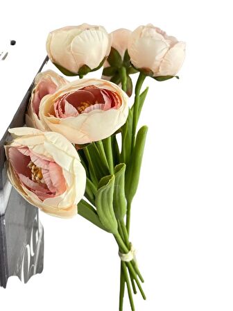 Yapay Çiçek Islak Yapraklı Şakayık Erengül 7 Çiçekli 30cm