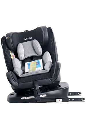 Ultimate 360 ° Dönebilir Yatabilir 0-36 Kg Deri Oto Koltuğu ISOFIX/SIP/LATCH Gri