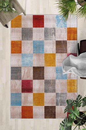 Kaymaz Taban Yıkanabilir Halı – Mutfak, Salon, Yatak Odası için Modern Dijital Baskı Halı (SLNHALI41
