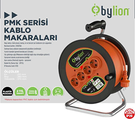 Bylion 3x2,5 TTR 30 metre kablolu Plastik Kablo Makarası