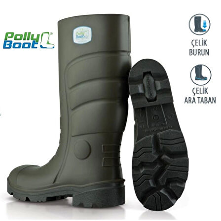 Polly Boot İş Çizmesi Galaxy 503 Haki Çelik Burun Çelik Ara Taban