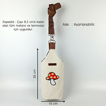 Woodycord 1 Litrelik El Yapımı U Model Mantar Desen Matara Kılıfı