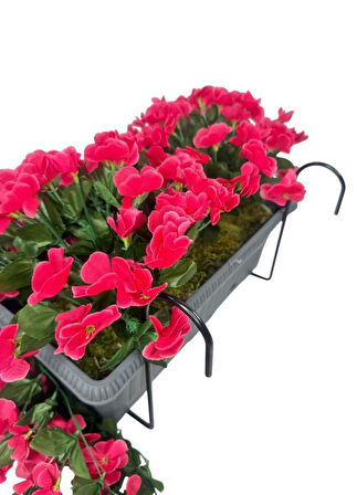 Yapay Çiçek Fuşya Begonvil Sarkan Menekşe Antrasit Küpeşte Askılı Saksıda Balkon Çiçeği Çiçek Sepeti