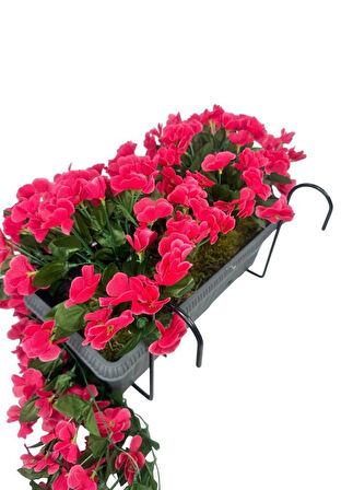 Yapay Çiçek Fuşya Begonvil Sarkan Menekşe Antrasit Küpeşte Askılı Saksıda Balkon Çiçeği Çiçek Sepeti