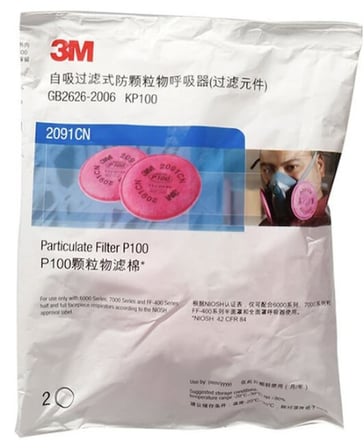 3M 7502 Yarım Yüz Maskesi + 3M 2091 P100 Noısh Partikül Filtresi 1 Çift