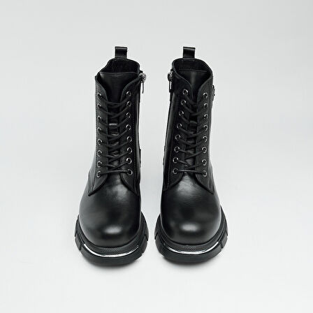 Hakiki Deri Fermuarlı Kadın Bot 