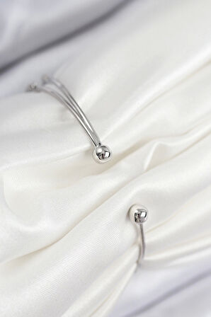 Pirinç Zirkon Taşlı Kalp Model Gümüş Renk Kadın Bileklik