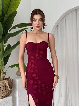 Stor Gül Detaylı Elbise