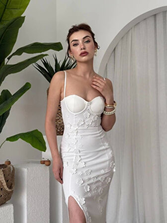 Stor Gül Detaylı Elbise