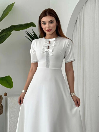 Wera Taşlı Fiyonk Detaylı Elbise