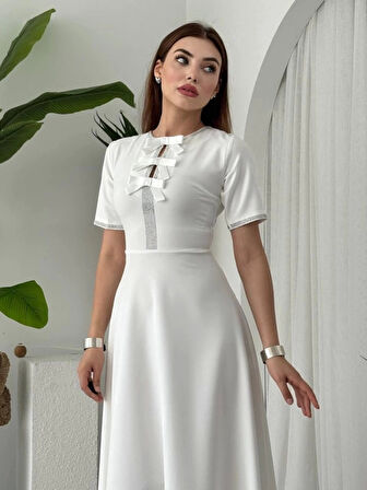 Wera Taşlı Fiyonk Detaylı Elbise