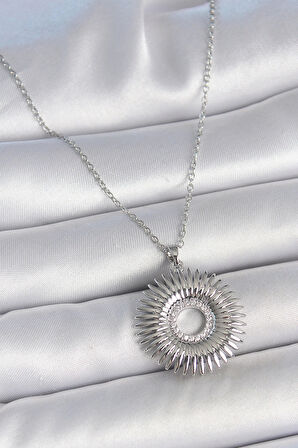 316L Çelik Gümüş Renk Zincir Zirkon Taşlı Nova Yıldız Model Kadın Kolye