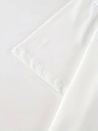 New York Baskılı Oversize Bisiklet Yaka T-shirt - Beyaz