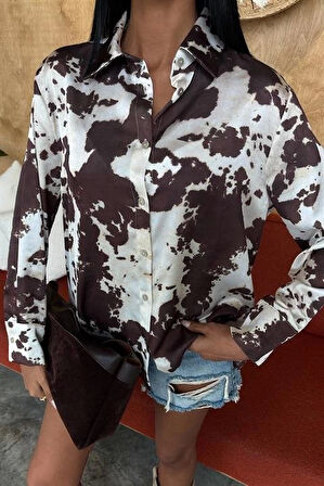 Batik Desenli Chanel Saten Gömlek 3467