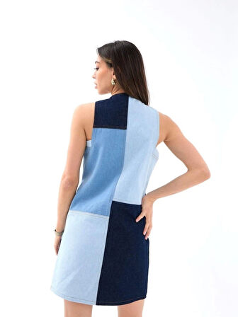 7385 KOT ELBİSE-MAVİ