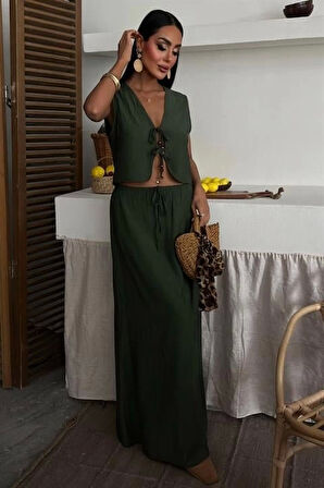 Yelek Önden Bağlamalı Uzun Etekli Takım 10192