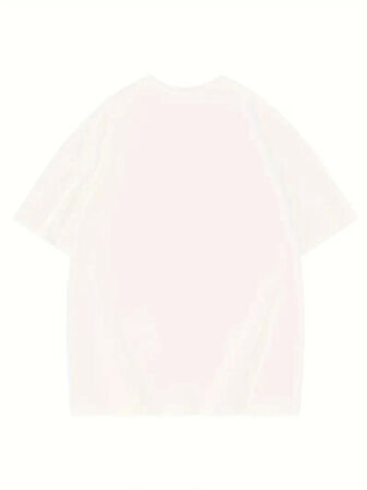 Thousand Baskılı Oversize Bisiklet Yaka T-shirt - Beyaz