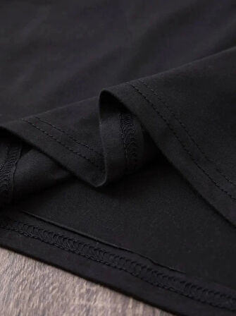 Baskılı Oversize Bisiklet Yaka T-shirt - Siyah