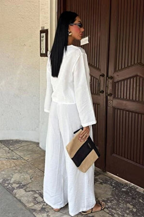 Önü İnce Kordon Detaylı Ve Double Paça Pantolonlu Takım 10180