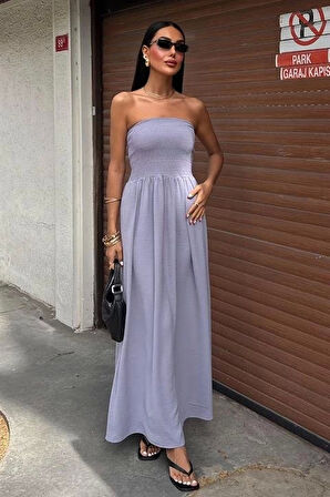 Göğsü Gipeli Straplez Elbise 2878