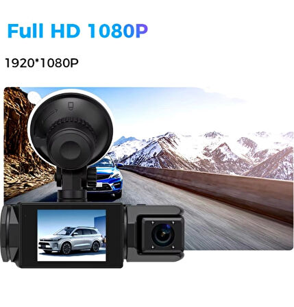 S-2 Wifi 1080p Araç içi Kamera 3 Kameralı ( Ön Görüş-Geri görüş - İç veya Yan Görüş ) Gece Görüş