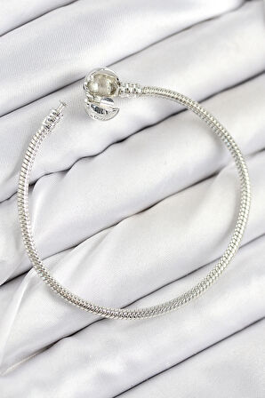 Pirinç Charm Topcuk Model Gümüş Renk Kadın Bileklik