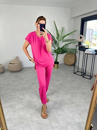 Kadın Bisiklet Yaka Paça Pensli Aerobin Kumaş İkili Takım