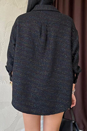 Siyah Işıltılı Gömlek