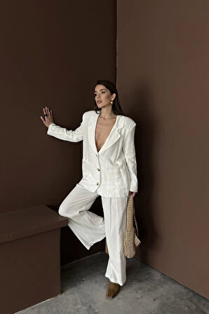 Beyaz Oversize Müslin Takım